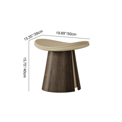 Traditional Vintage Arc Solid Wood Plywood Microfiber Leather Sponge Low Stool Backless Armless For Living Room