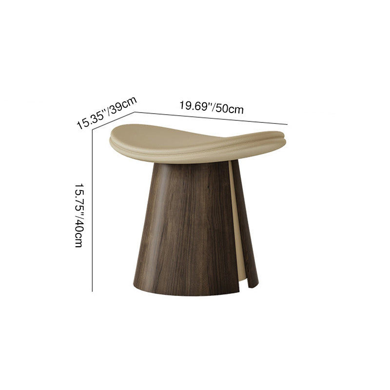 Traditional Vintage Arc Solid Wood Plywood Microfiber Leather Sponge Low Stool Backless Armless For Living Room