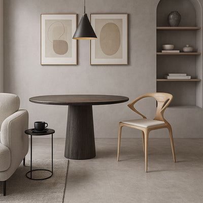 Contemporary Creative Geometric Rubberwood PU Leather Sponge Dining Chair Backrest Armrest For Dining Room