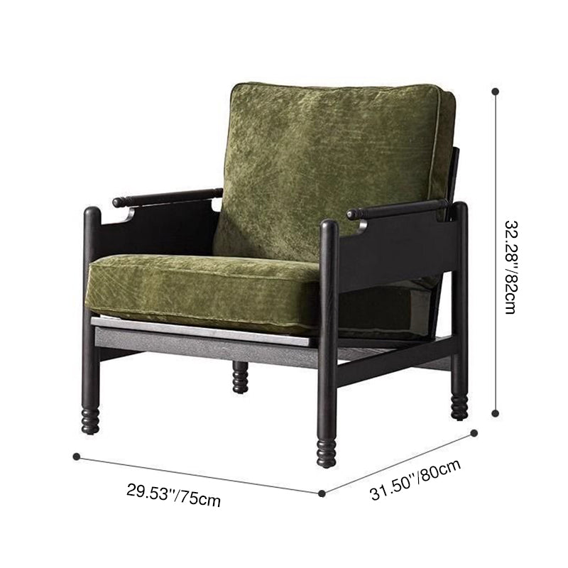 Traditional French Rectangular Ash Wood Chenille Fleece Microfiber Leather PP Cotton Sponge Accent Chair Backrest Armrest For Living Room