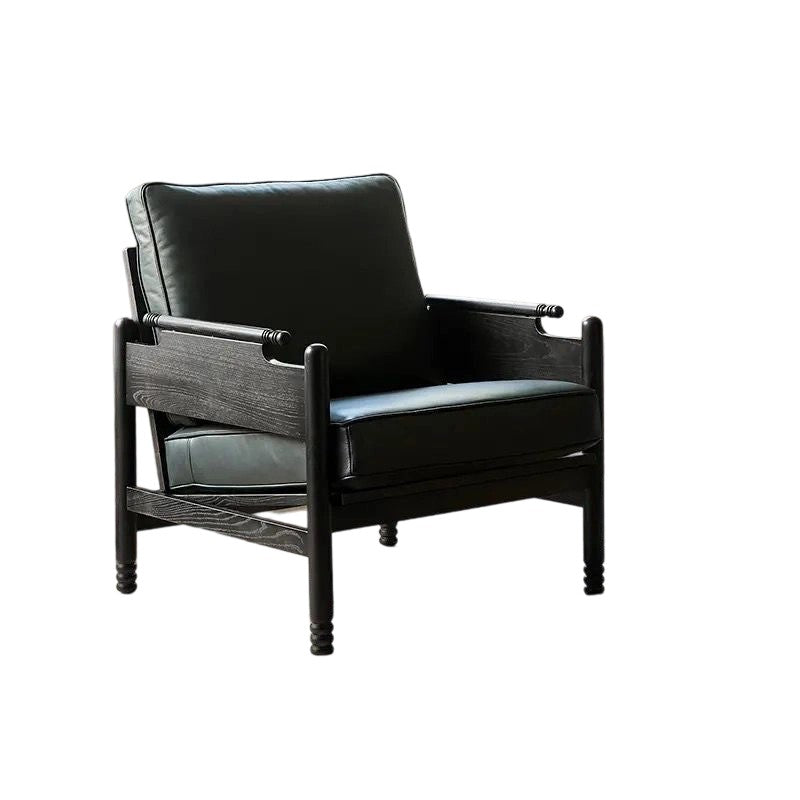 Traditional French Rectangular Ash Wood Chenille Fleece Microfiber Leather PP Cotton Sponge Accent Chair Backrest Armrest For Living Room