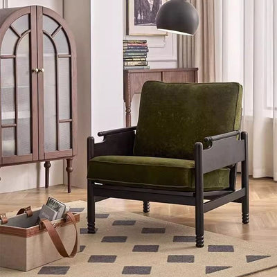 Traditional French Rectangular Ash Wood Chenille Fleece Microfiber Leather PP Cotton Sponge Accent Chair Backrest Armrest For Living Room