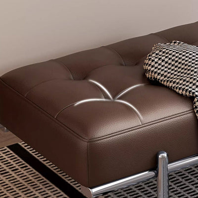 Contemporary Luxury Rectangular Carbon Steel Faux Nappa Leather Sponge Bench Backless Armless For Hallway