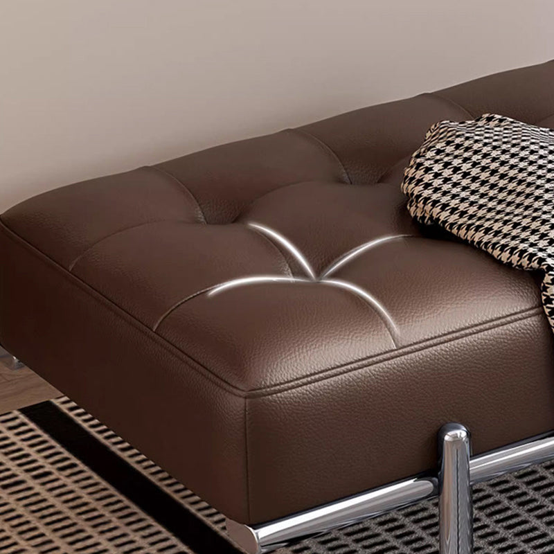 Contemporary Luxury Rectangular Carbon Steel Faux Nappa Leather Sponge Bench Backless Armless For Hallway