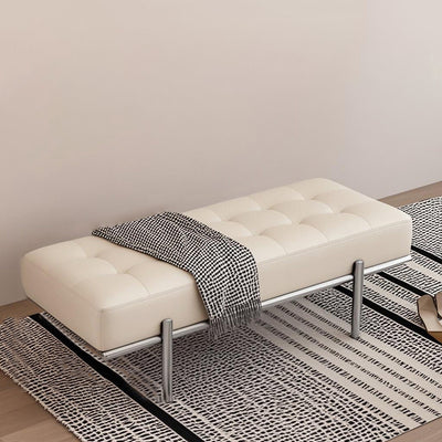 Contemporary Luxury Rectangular Carbon Steel Faux Nappa Leather Sponge Bench Backless Armless For Hallway