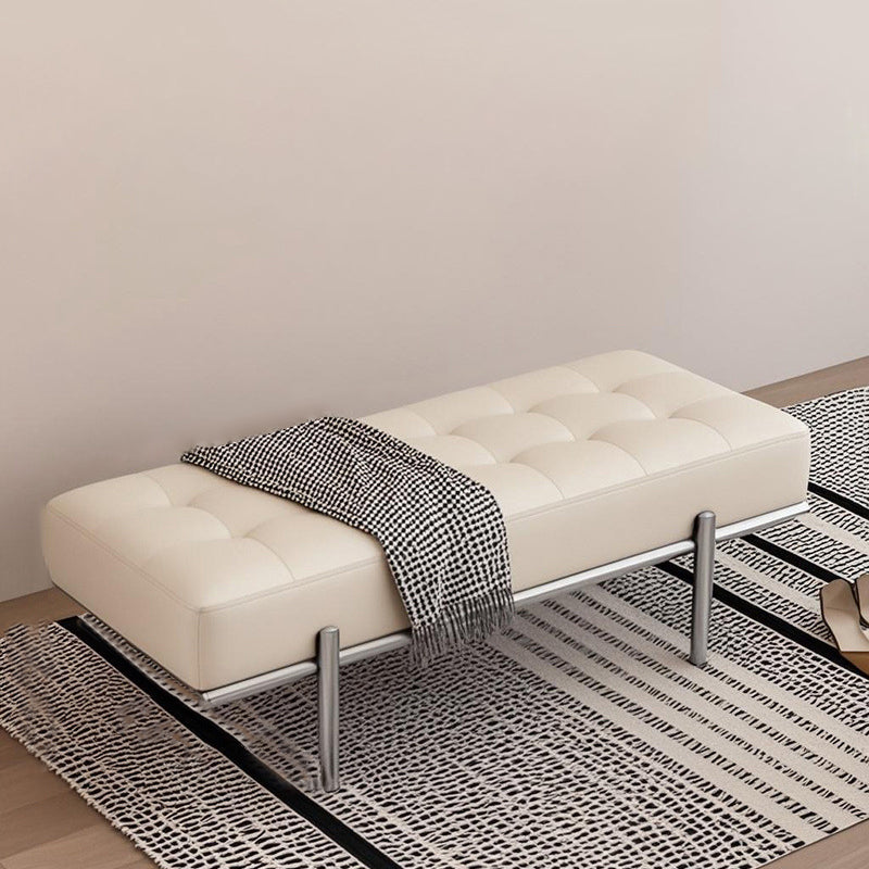 Contemporary Luxury Rectangular Carbon Steel Faux Nappa Leather Sponge Bench Backless Armless For Hallway