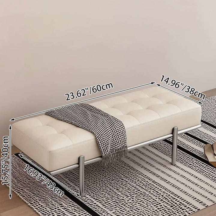 Contemporary Luxury Rectangular Carbon Steel Faux Nappa Leather Sponge Bench Backless Armless For Hallway