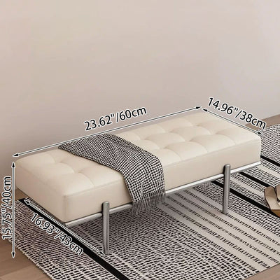Contemporary Luxury Rectangular Carbon Steel Faux Nappa Leather Sponge Bench Backless Armless For Hallway