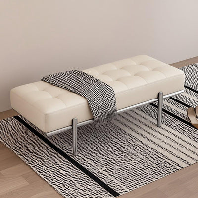 Contemporary Luxury Rectangular Carbon Steel Faux Nappa Leather Sponge Bench Backless Armless For Hallway