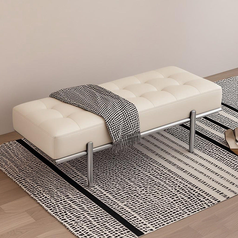 Contemporary Luxury Rectangular Carbon Steel Faux Nappa Leather Sponge Bench Backless Armless For Hallway