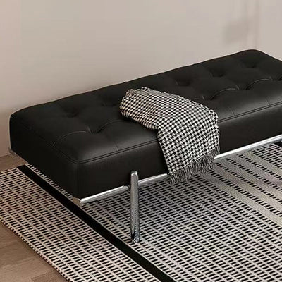 Contemporary Luxury Rectangular Carbon Steel Faux Nappa Leather Sponge Bench Backless Armless For Hallway