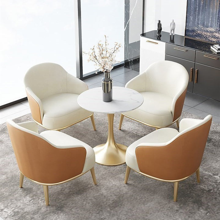 Contemporain Scandinave Arc Bois Massif Acier Carbone Cuir Éponge Chaise Accent Dossier Accoudoir Pour Bureau à Domicile 