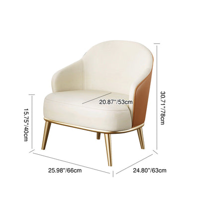 Contemporary Scandinavian Arc Solid Wood Carbon Steel Leather Sponge Accent Chair Backrest Armrest For Home Office