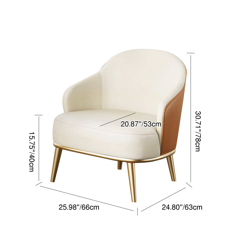 Contemporary Scandinavian Arc Solid Wood Carbon Steel Leather Sponge Accent Chair Backrest Armrest For Home Office