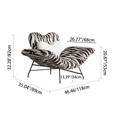 Contemporary Creative Detachable Heart Carbon Steel Faux Angora Sponge PP Cotton Accent Chair Backrest Armless For Living Room