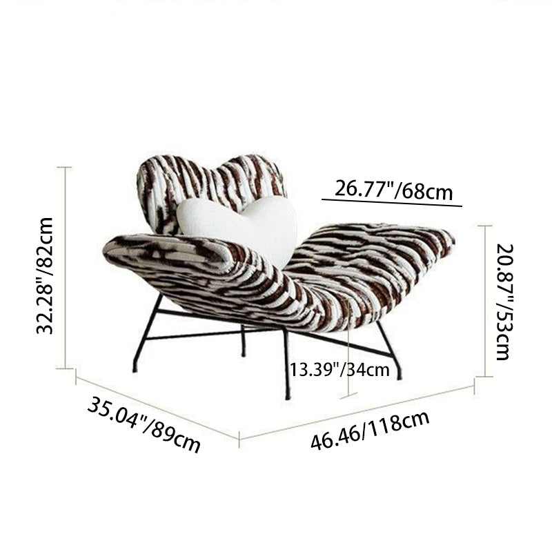 Contemporary Creative Detachable Heart Carbon Steel Faux Angora Sponge PP Cotton Accent Chair Backrest Armless For Living Room