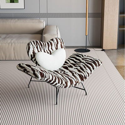 Contemporary Creative Detachable Heart Carbon Steel Faux Angora Sponge PP Cotton Accent Chair Backrest Armless For Living Room