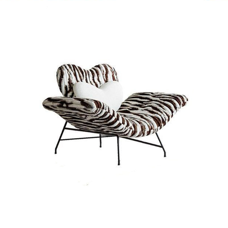 Moderner kreativer Akzentstuhl mit abnehmbarem herzförmigem Rückenlehnen-Design aus Eisen, Kunstangora, Schwamm und PP-Baumwolle, ohne Armlehnen, für das Wohnzimmer 