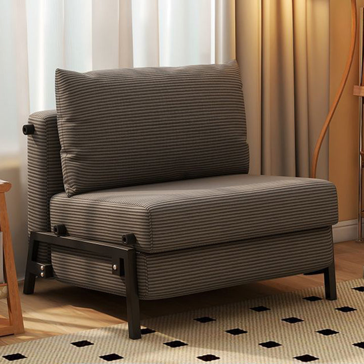 Chaise d'appoint moderne minimaliste pliable rectangulaire en acier au carbone avec dossier en éponge et en velours côtelé sans accoudoirs pour salon 