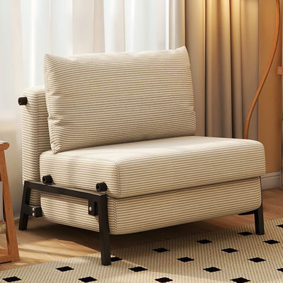 Modern Minimalist Foldable Rectangular Carbon Steel Corduroy Sponge Accent Chair Backrest Armless For Living Room