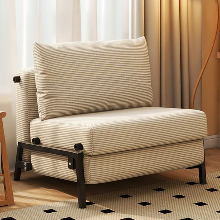 Chaise d'appoint moderne minimaliste pliable rectangulaire en acier au carbone avec dossier en éponge et en velours côtelé sans accoudoirs pour salon 