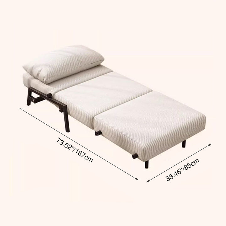 Chaise d'appoint moderne minimaliste pliable rectangulaire en acier au carbone avec dossier en éponge et en velours côtelé sans accoudoirs pour salon 
