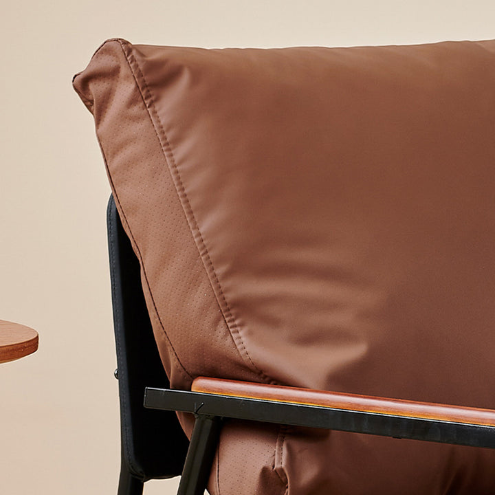 Moderner rechteckiger Akzentstuhl im Industrial-Stil aus Eisen, PU-Leder, Schwamm, Latex und PP-Baumwolle mit Rückenlehne und Armlehnen für das Wohnzimmer 