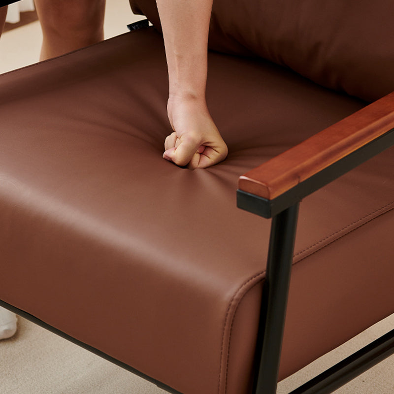 Contemporary Industrial Rectangular Carbon Steel Microfiber Leather Sponge Latex PP Cotton Accent Chair Backrest Armrest For Living Room