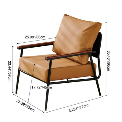 Contemporary Industrial Rectangular Carbon Steel Microfiber Leather Sponge Latex PP Cotton Accent Chair Backrest Armrest For Living Room