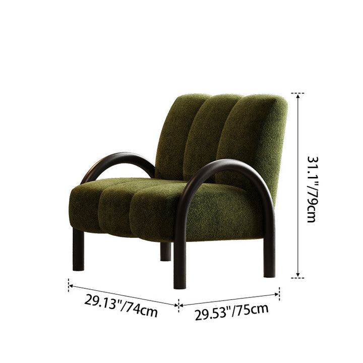 Chaise d'appoint traditionnelle vintage en arc rectangulaire en bois massif fer chenille éponge dossier accoudoir pour salon 