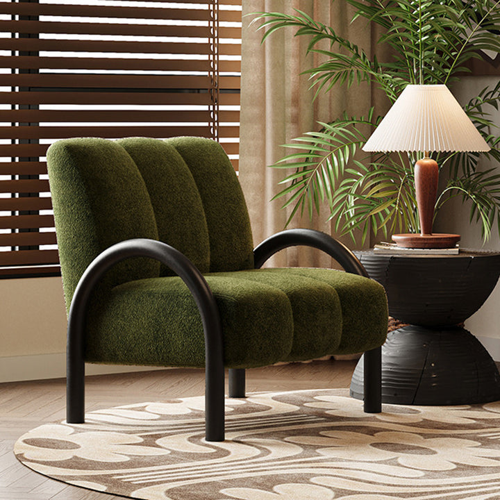 Chaise d'appoint traditionnelle vintage en arc rectangulaire en bois massif fer chenille éponge dossier accoudoir pour salon 