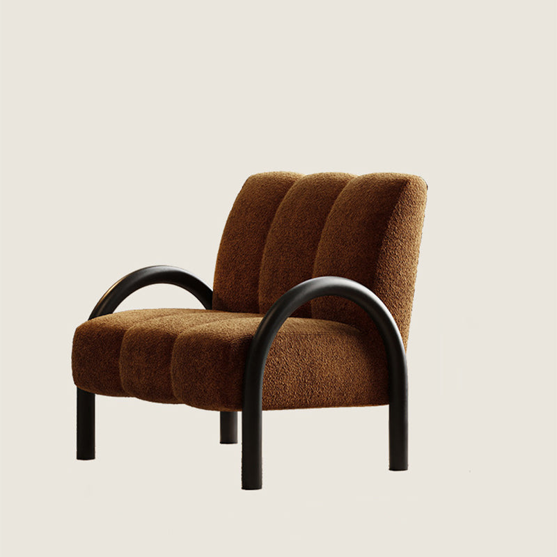 Traditional Vintage Arc Rectangular Plywood Carbon Steel Chenille Sponge Accent Chair Backrest Armrest For Living Room