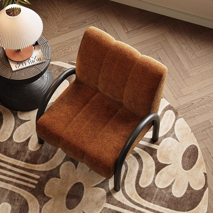 Traditional Vintage Arc Rectangular Plywood Carbon Steel Chenille Sponge Accent Chair Backrest Armrest For Living Room