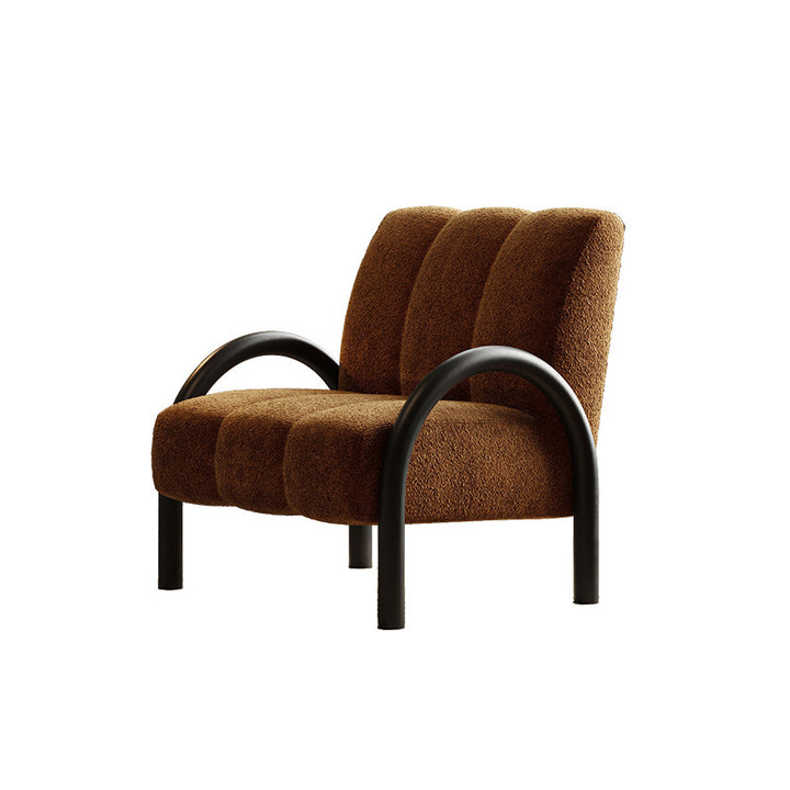 Traditional Vintage Arc Rectangular Plywood Carbon Steel Chenille Sponge Accent Chair Backrest Armrest For Living Room