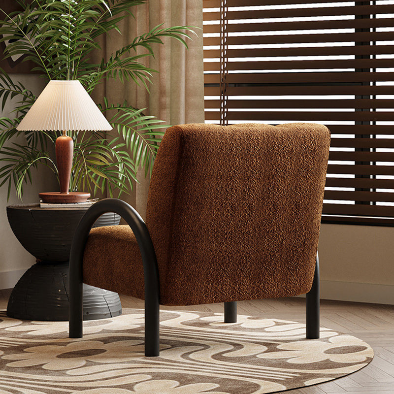 Traditional Vintage Arc Rectangular Plywood Carbon Steel Chenille Sponge Accent Chair Backrest Armrest For Living Room