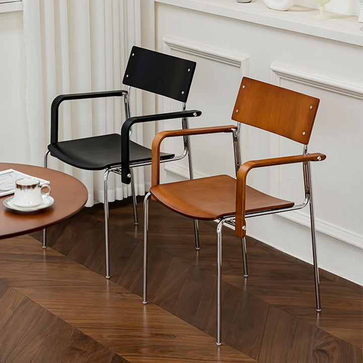 Traditioneller Vintage Rechteckiger Eisen Massivholz Mehrschichtiger Stapelbarer Esszimmerstuhl Rückenlehne Armlehne Für Esszimmer 
