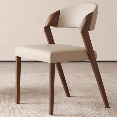 Contemporary Scandinavian Arc Ash Wood Microfiber Leather Sponge Dining Chair Backrest Armless For Dining Room