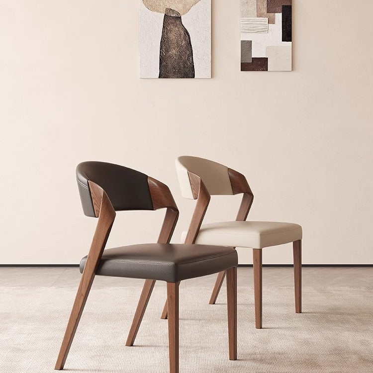 Contemporary Scandinavian Arc Ash Wood Microfiber Leather Sponge Dining Chair Backrest Armless For Dining Room