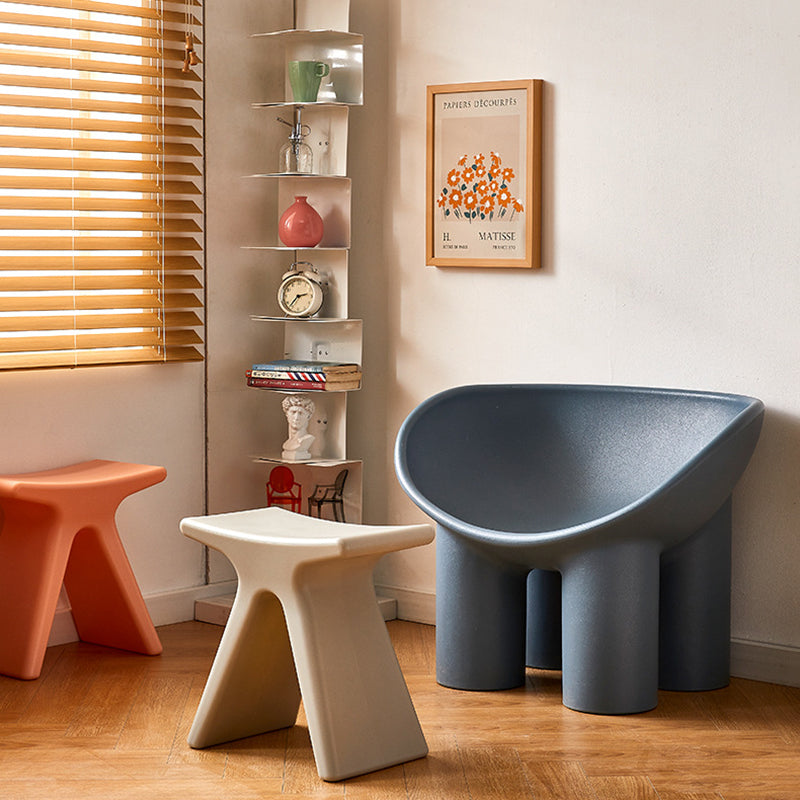 Modern Minimalist Geometric PE Plastic Kids Low Stool Backless Armless For Hallway