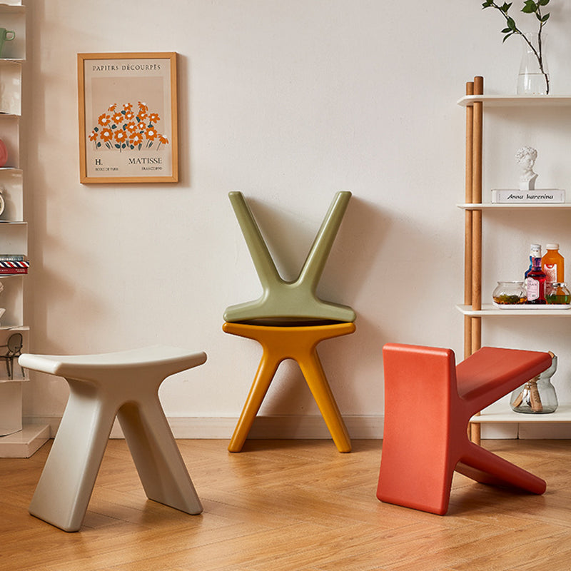 Modern Minimalist Geometric PE Plastic Kids Low Stool Backless Armless For Hallway