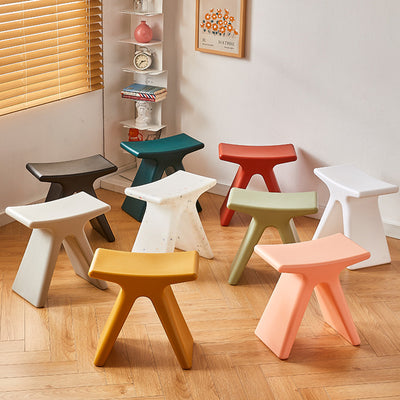 Modern Minimalist Geometric PE Plastic Kids Low Stool Backless Armless For Hallway