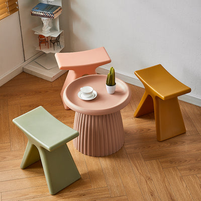Modern Minimalist Geometric PE Plastic Kids Low Stool Backless Armless For Hallway