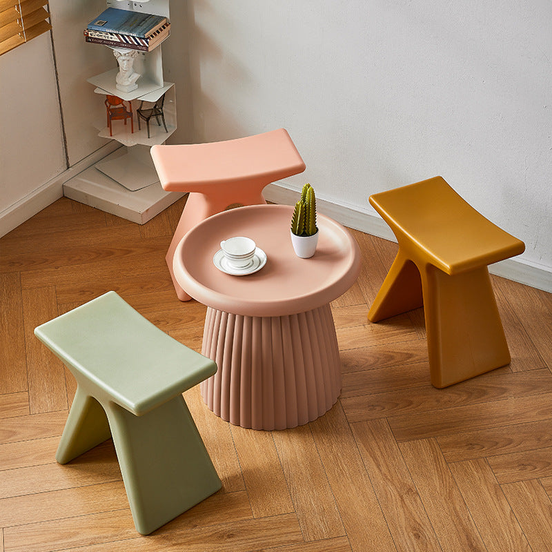 Modern Minimalist Geometric PE Plastic Kids Low Stool Backless Armless For Hallway