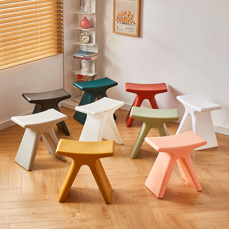 Modern Minimalist Geometric PE Plastic Kids Low Stool Backless Armless For Hallway