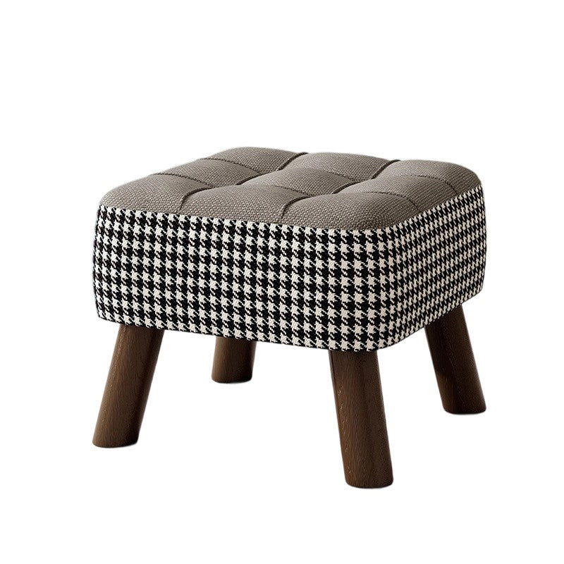 Modern Minimalist Stackable Square Solid Wood Fabric Sponge Low Stool Backless Armless For Hallway