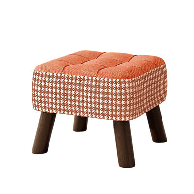 Modern Minimalist Stackable Square Solid Wood Fabric Sponge Low Stool Backless Armless For Hallway