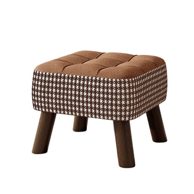 Modern Minimalist Stackable Square Solid Wood Fabric Sponge Low Stool Backless Armless For Hallway