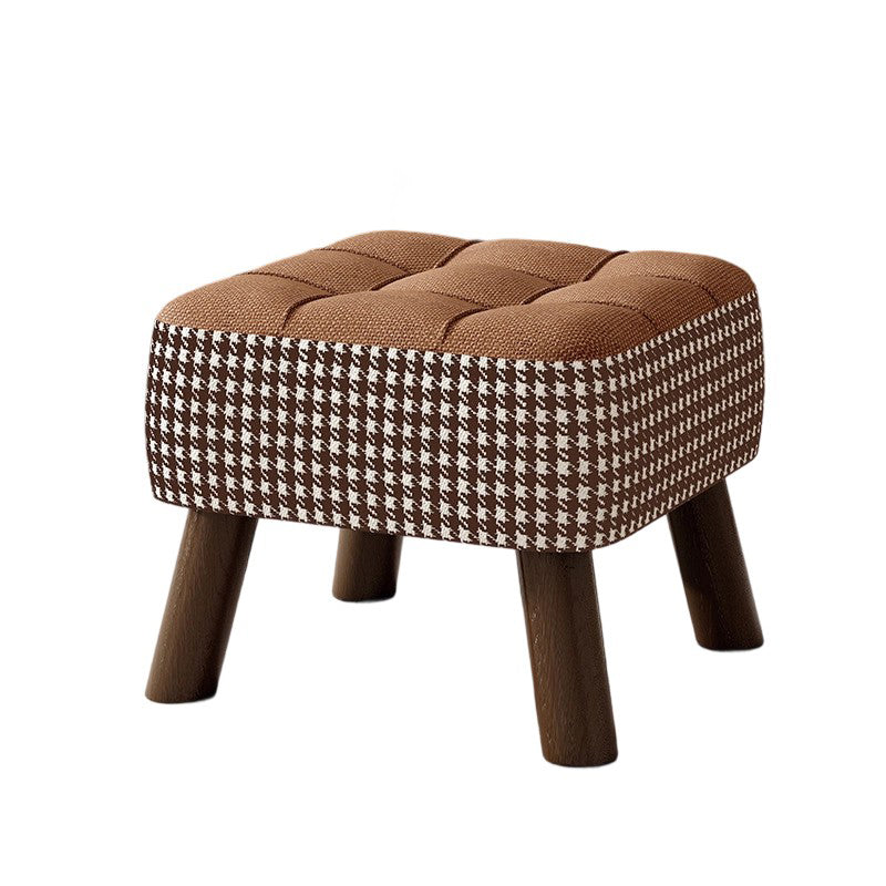 Modern Minimalist Stackable Square Solid Wood Fabric Sponge Low Stool Backless Armless For Hallway