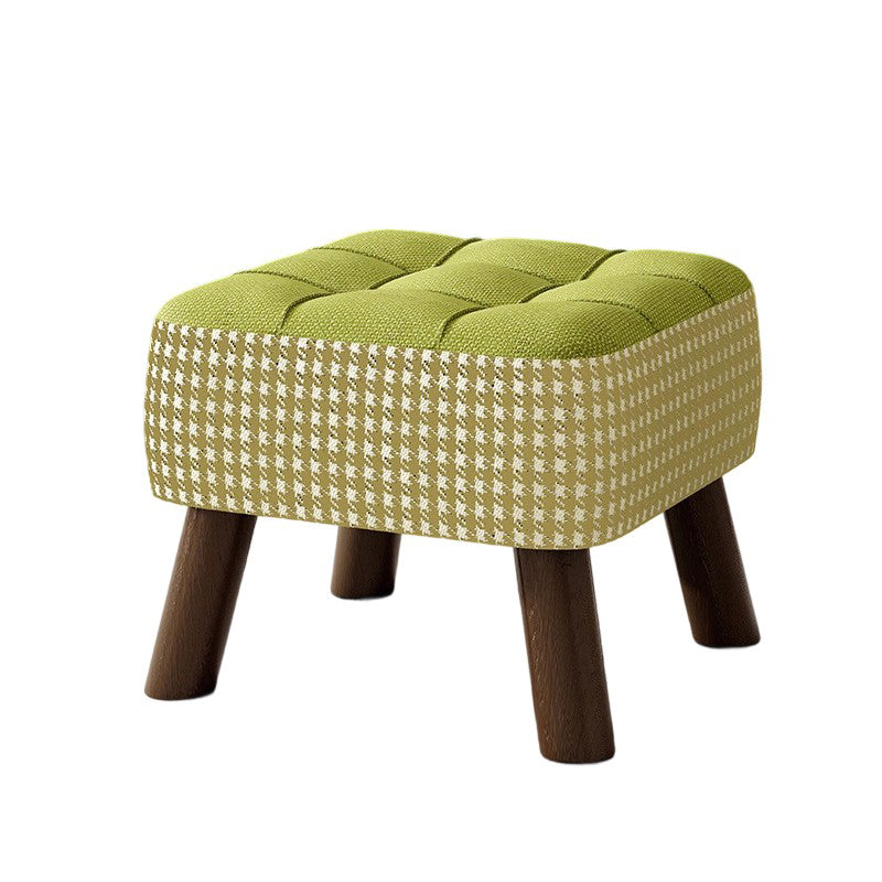 Modern Minimalist Stackable Square Solid Wood Fabric Sponge Low Stool Backless Armless For Hallway