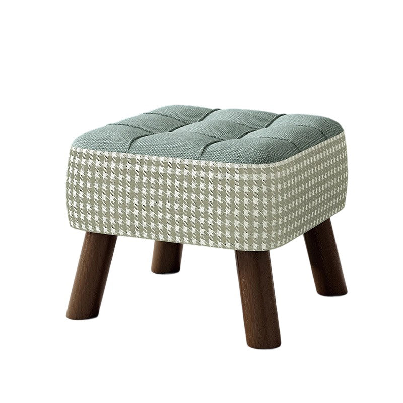 Modern Minimalist Stackable Square Solid Wood Fabric Sponge Low Stool Backless Armless For Hallway